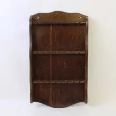 Dark Wood Hanging Spoon Rack - Holds 24 Spoons Wall-Mount Display