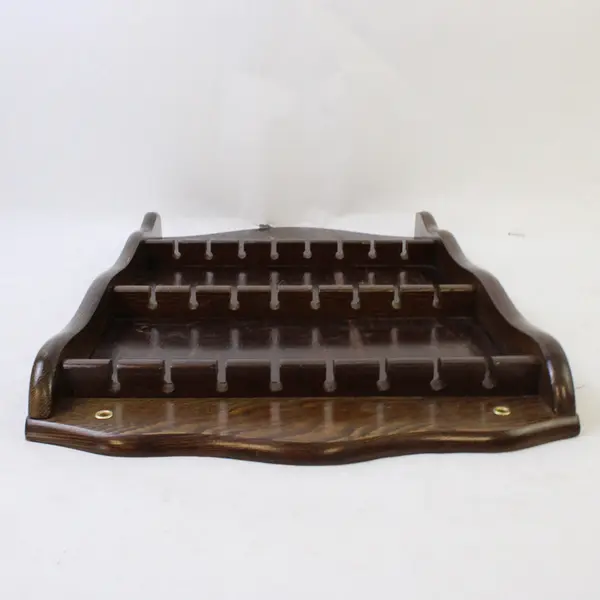 Dark Wood Hanging Spoon Rack - Holds 24 Spoons Wall-Mount Display