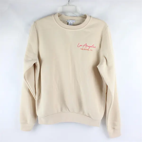 Better Together Cherry Hotel Embroidered Beige Long Sleeve Sweatshirt Women's XS