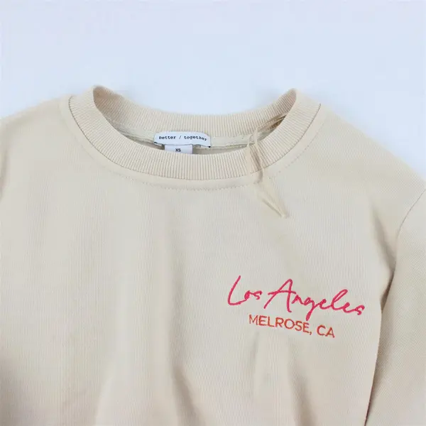 Better Together Cherry Hotel Embroidered Beige Long Sleeve Sweatshirt Women's XS