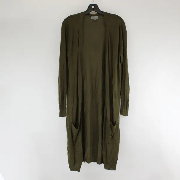 Joseph A. Army Green Long Open-Front Cardigan Women's Medium