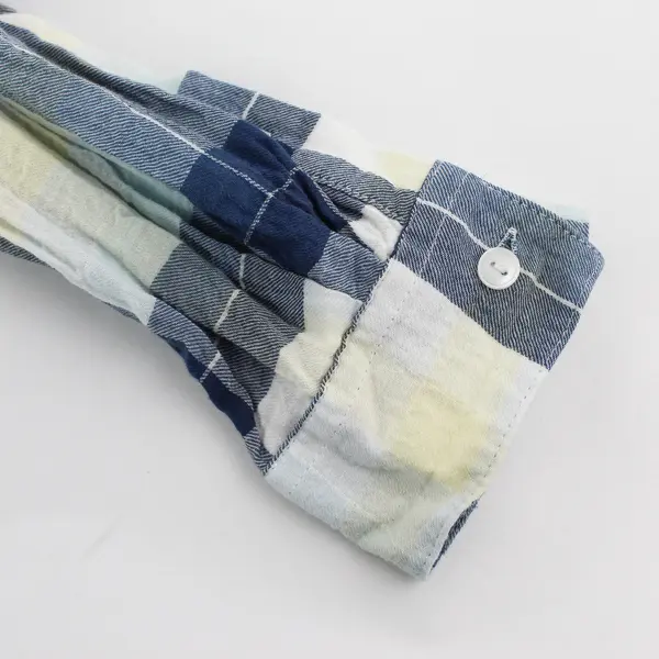 Sandra Ingrish Blue and Yellow Plaid Long-Sleeved Button-Up Women's Large