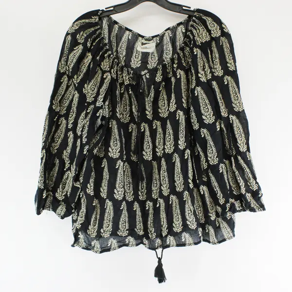 Denim & Supply by Ralph Lauren Sheer Black & Beige Paisley Top Women's Large