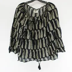 Denim & Supply by Ralph Lauren Sheer Black & Beige Paisley Top Women's Large