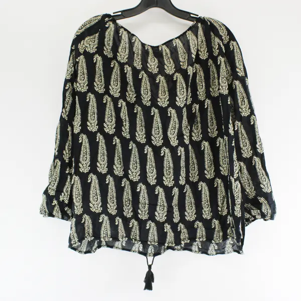 Denim & Supply by Ralph Lauren Sheer Black & Beige Paisley Top Women's Large