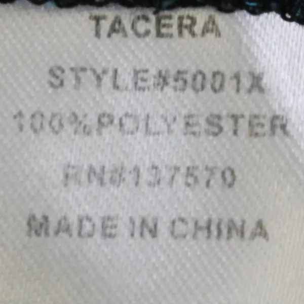 Tacera Sheer Blue/Black Chevron Pattern Quarter Length Sleeve Blouse Women's 1X
