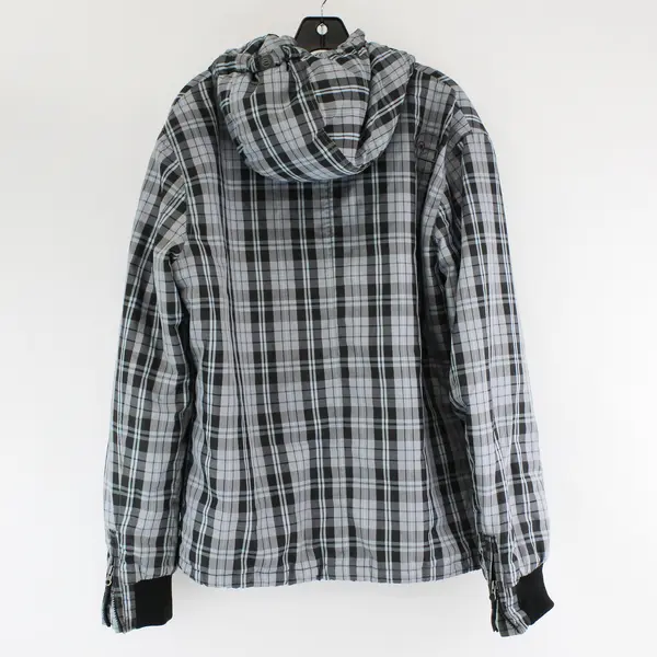 Penn-Rich Gray and Blue Plaid Hooded Zip-Up Jacket Women's XL