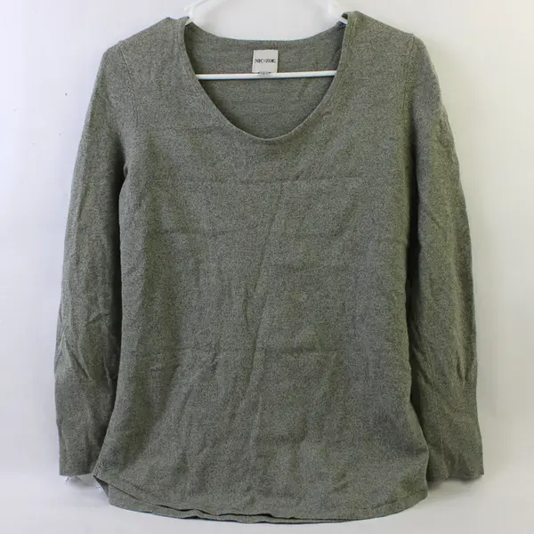 Nic + Zoe Olive Green Long Sleeve Woven Sweater Top Women's Size S