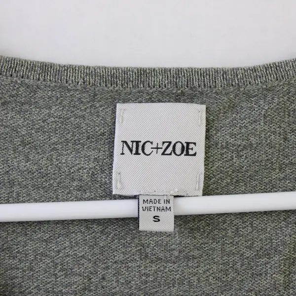Nic + Zoe Olive Green Long Sleeve Woven Sweater Top Women's Size S