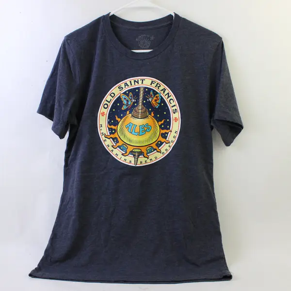 McMenamins Old Saint Francis Printed Blue Short Sleeve T-Shirt Top Men's Size M