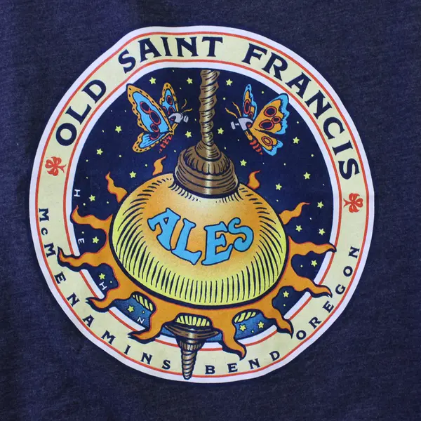 McMenamins Old Saint Francis Printed Blue Short Sleeve T-Shirt Top Men's Size M