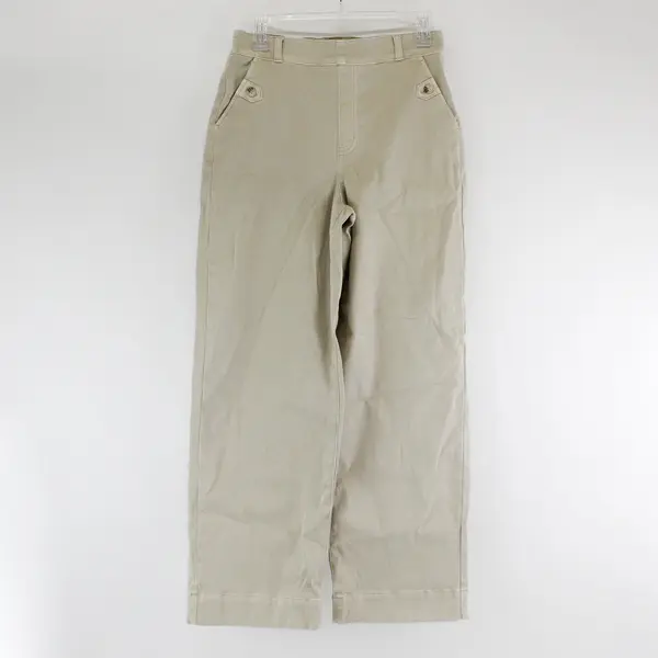 Spanx Beige High-Rise Straight-Leg Pants Women's Medium