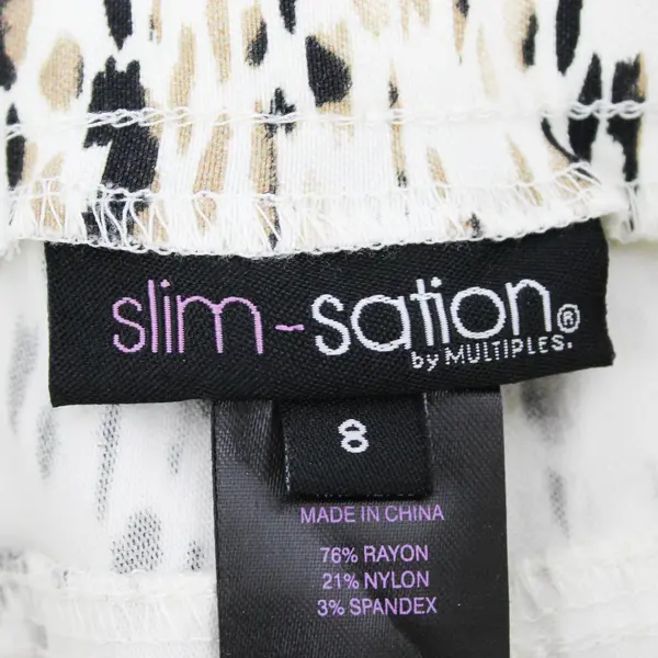 Slim-Sation by Multiples Cheetah Print Tapered Leg Pull-On Pants Women's Size 8