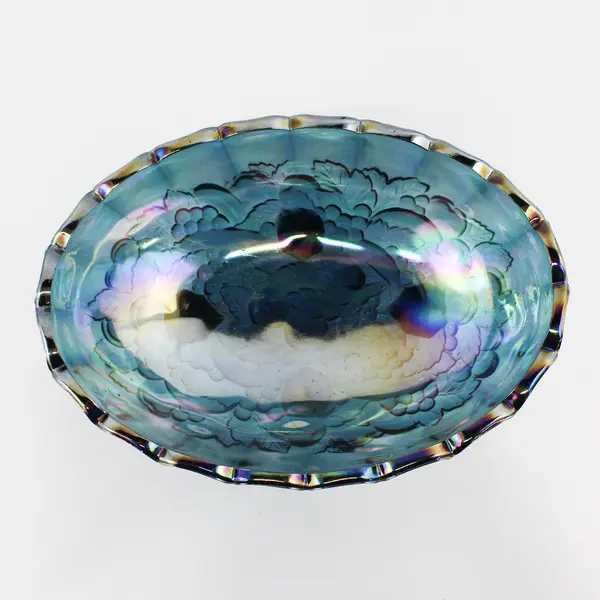 Vintage Colony Harvest Carnival Blue  4 Toed Open Centerpiece Bowl 