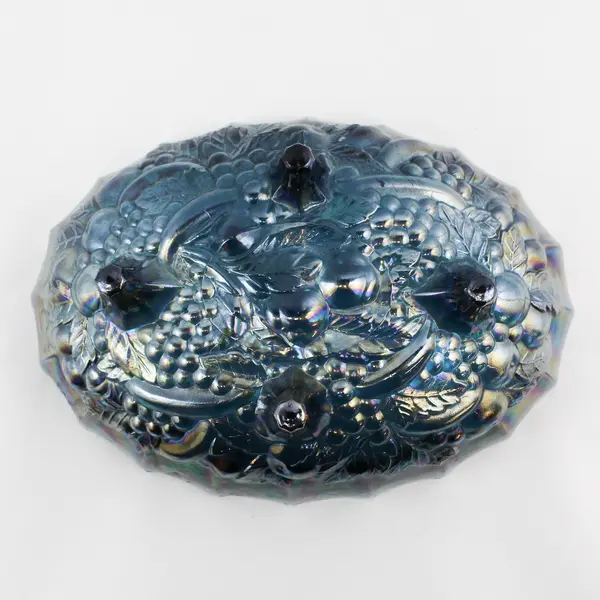 Vintage Colony Harvest Carnival Blue  4 Toed Open Centerpiece Bowl 