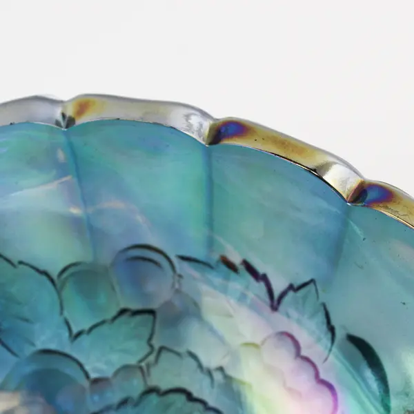 Vintage Colony Harvest Carnival Blue  4 Toed Open Centerpiece Bowl 