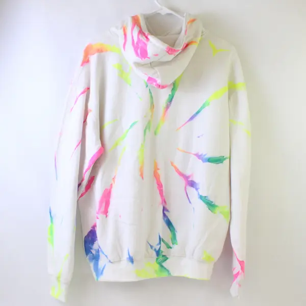 Best Of Yellowstone White W/ Neon Colors Tie Dye Hoodie Unisex Adult Size M