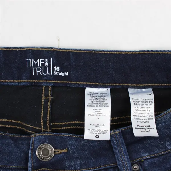 Time And Tru Dark Wash Straight-Leg Jeans Women's Size 16