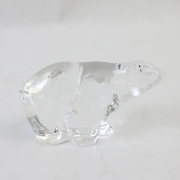 Hadeland Glasverk Norway Crystal Polar Bear Figurine Paperweight 5" Vintage