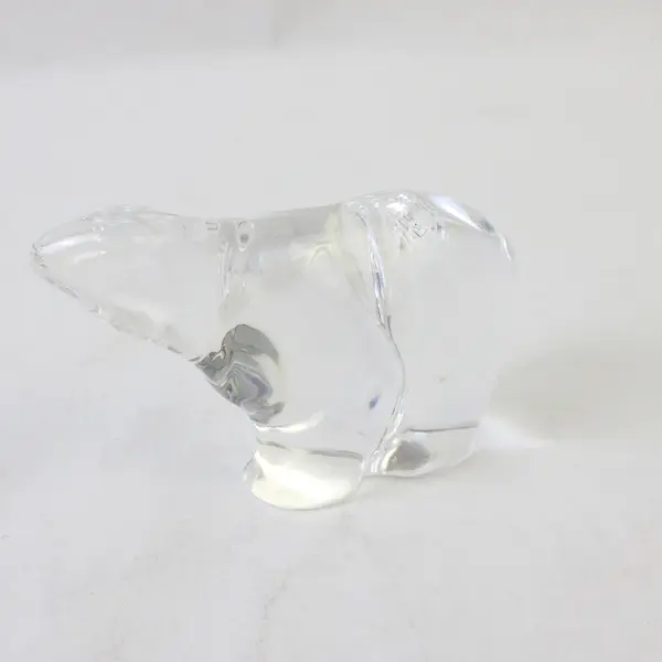 Hadeland Glasverk Norway Crystal Polar Bear Figurine Paperweight 5" Vintage