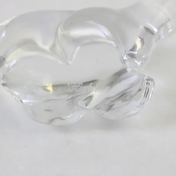Hadeland Glasverk Norway Crystal Polar Bear Figurine Paperweight 5" Vintage