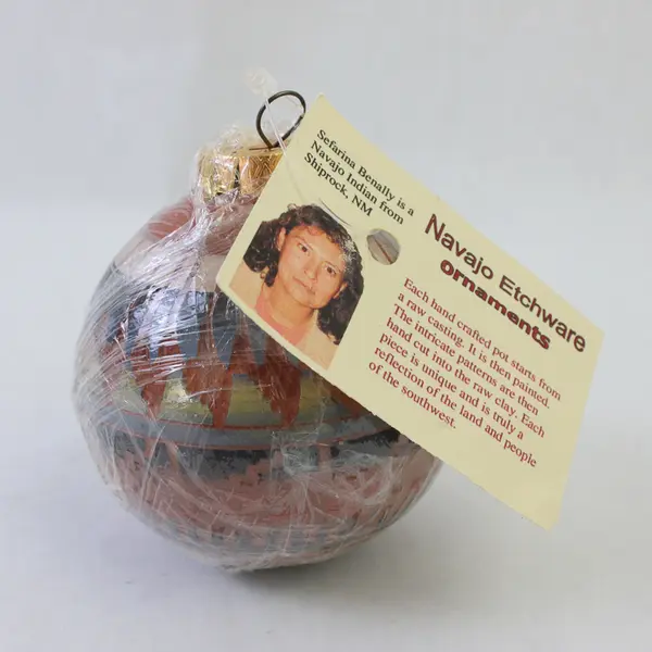 New Navajo Etchware Ornament Hand-Etched Native American Pottery Collectible