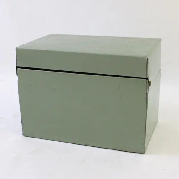 J. Chein & Co Vintage Green Tin Recipe File Box w/ Index Cards & Dividers