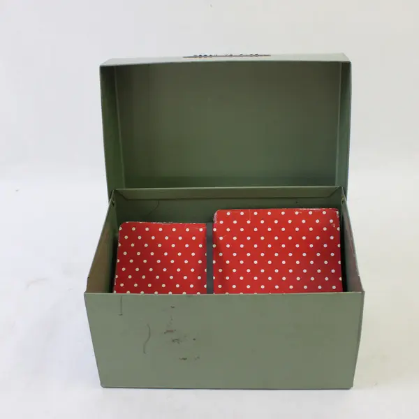J. Chein & Co Vintage Green Tin Recipe File Box w/ Index Cards & Dividers