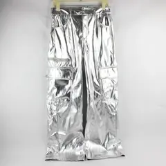 No Boundaries Silver Metallic Wide-Leg Cargo Pants Women's Small 4-6 Costume