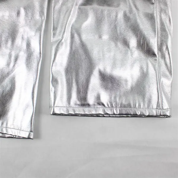 No Boundaries Silver Metallic Wide-Leg Cargo Pants Women's Small 4-6 Costume
