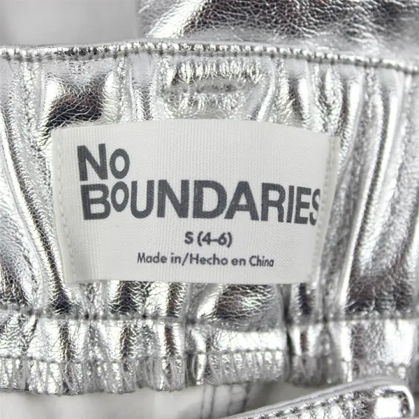 No Boundaries Silver Metallic Wide-Leg Cargo Pants Women's Small 4-6 Costume