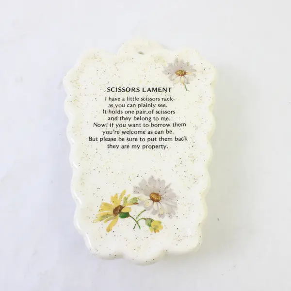 Ceramic Scissor Holder with Poem & Flowers Decorative Kitchen