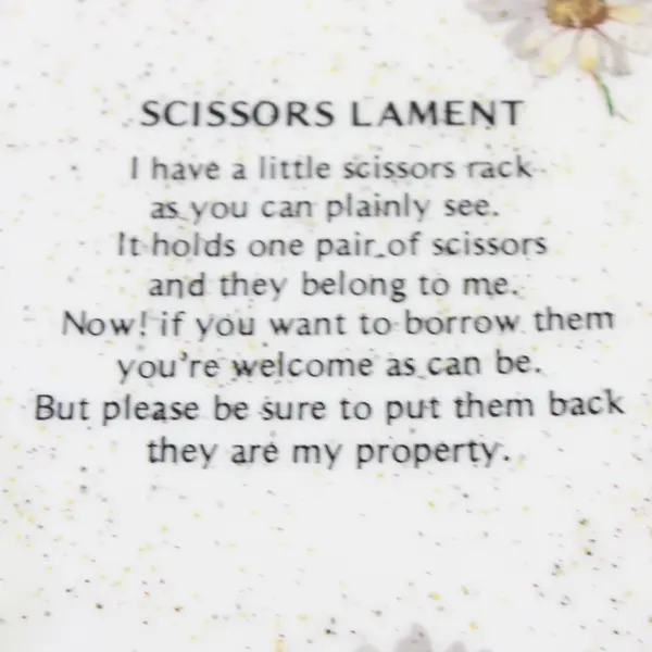 Ceramic Scissor Holder with Poem & Flowers Decorative Kitchen