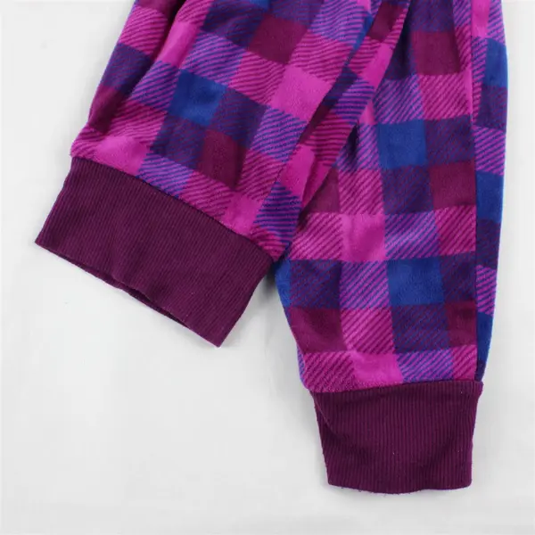 Nautica Purple and Blue Check Pattern Fuzzy Pajama Pants Women's Medium