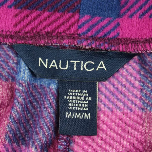 Nautica Purple and Blue Check Pattern Fuzzy Pajama Pants Women's Medium
