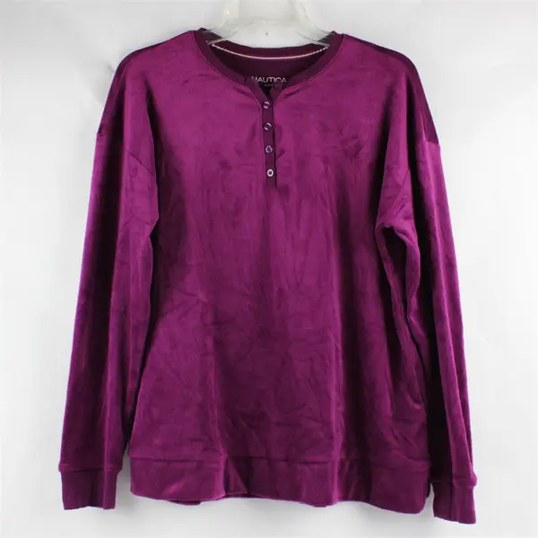 Nautica Plum Purple Fuzzy Long-Sleeved Pajama Top Women's Medium