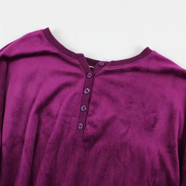 Nautica Plum Purple Fuzzy Long-Sleeved Pajama Top Women's Medium