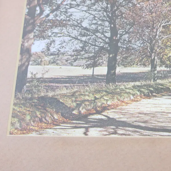 Gold-Tone Framed Autumn Pathway Print 9x11 Wall Art Used