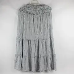 Max Studio Gray and White Striped Smocked Tiered Maxi Skirt Women's XS