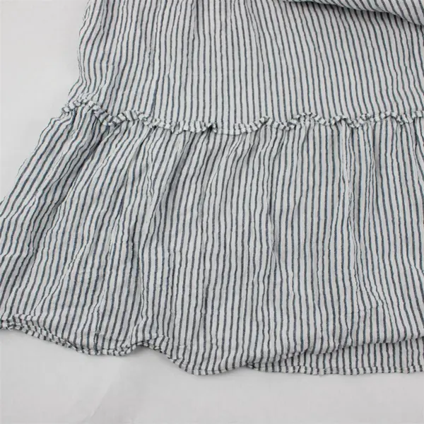 Max Studio Gray and White Striped Smocked Tiered Maxi Skirt Women's XS