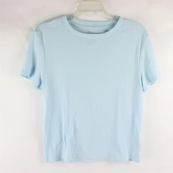 No Boundaries Ribbed Crewneck T-Shirt Short Sleeves Blue Women's XL 16-18