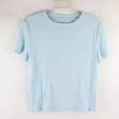 No Boundaries Ribbed Crewneck T-Shirt Short Sleeves Blue Women's XL 16-18