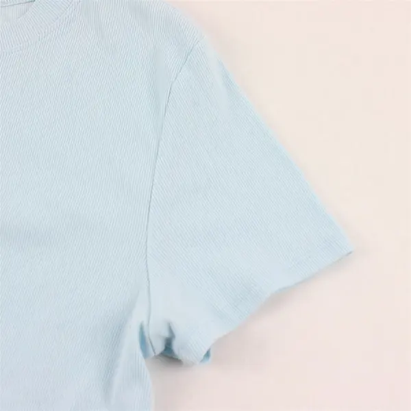 No Boundaries Ribbed Crewneck T-Shirt Short Sleeves Blue Women's XL 16-18
