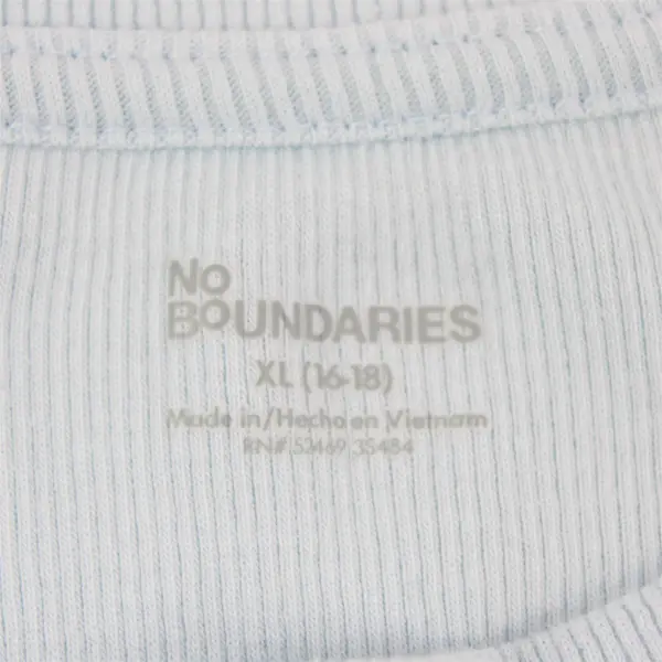 No Boundaries Ribbed Crewneck T-Shirt Short Sleeves Blue Women's XL 16-18