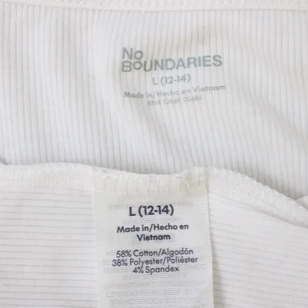 No Boundaries White Ribbed Short-Sleeved T-Shirt Women's Large 12-14