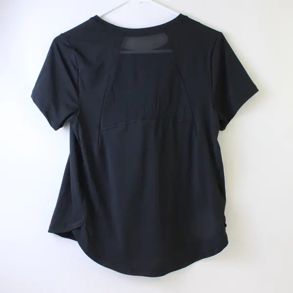 All In Motion Solid Black Mesh Back Activewear T-Shirt Women's Small