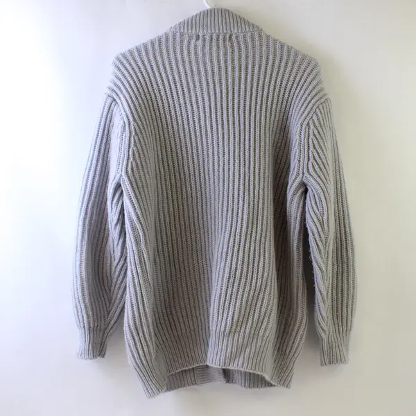 Vintage Sterling Harris Light Gray Button-Front Knit Cardigan Women's Large