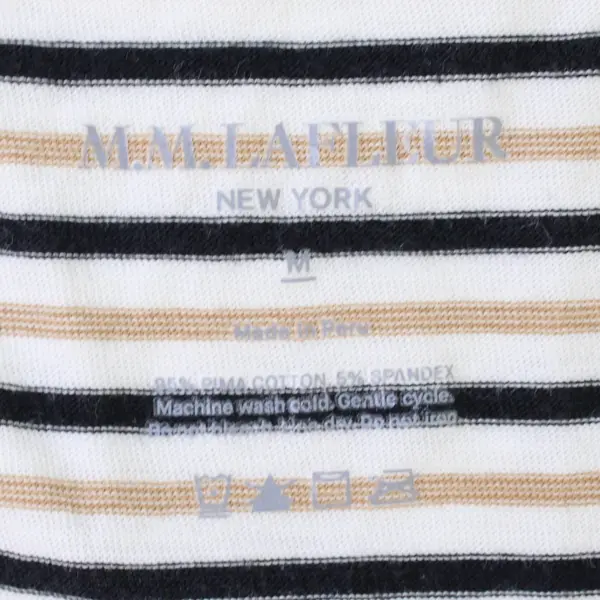 M.M. Lafleur Black Beige & White Striped T-Shirt Dress Women's Medium