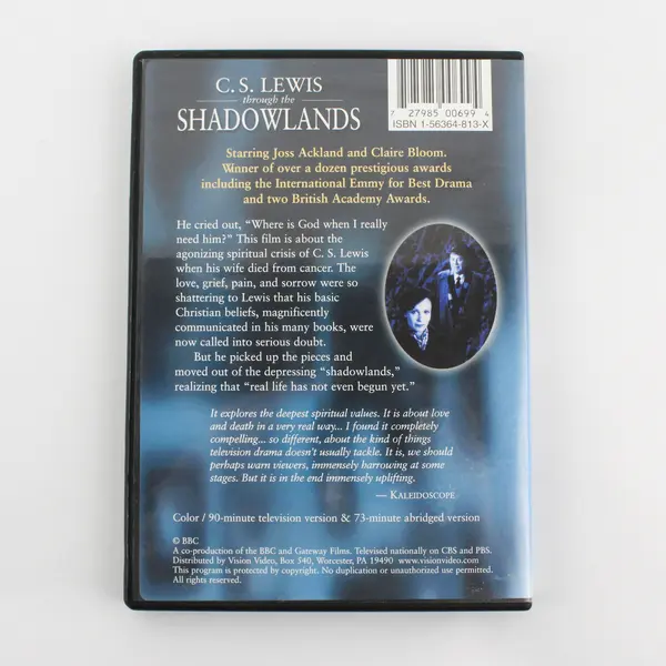 C.S. Lewis Through the Shadowlands Joss Ackland and Claire Bloom DVD 1985 BBC