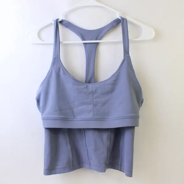 Blogilates Slate Blue Racerback Sports Bra Women's Medium